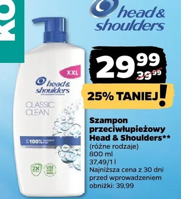 Szampon przeciwłupieżowy Head & Shoulders (różne rodzaje) promocja w Netto