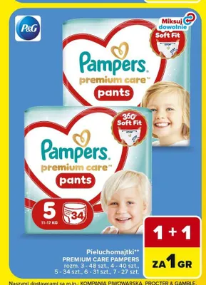 Pieluchomajtki Pampers Premium Care Pants rozm. 6 promocja w Carrefour