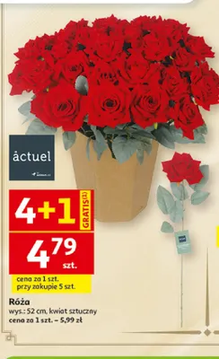 Róża kwiat sztuczny 52 cm Actuel promocja w Auchan