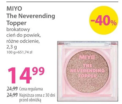 Brokatowy cień do powiek Miyo The Neverending Topper promocja w Hebe