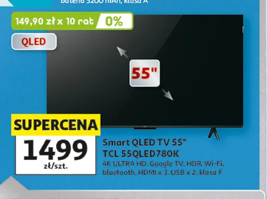 Telewizor Smart Qled Tv 55" Tcl 55QLED780K promocja w Auchan
