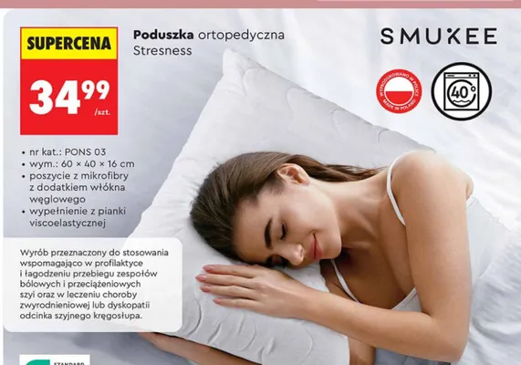 Poduszka ortopedyczna Stresness promocja w Biedronka