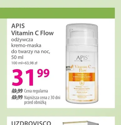 Odżywcza kremo-maska do twarzy na noc Vitamin C Flow Apis promocja w Hebe