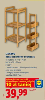 Regał łazienkowy z bambusa Livarno 30x30x70cm promocja w Lidl