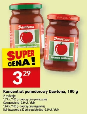Koncentrat pomidorowy Dawtona, 190g promocja w Twój Market