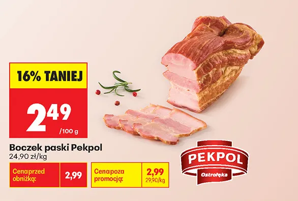 Boczek paski Pekpol promocja w Biedronka