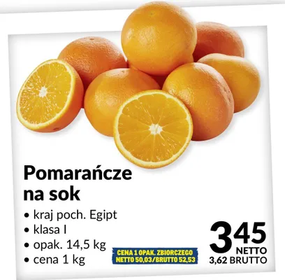 Pomarańcze na sok promocja w Makro