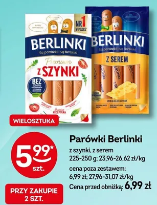 Parówki Berlinki z serem promocja w Żabka