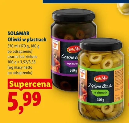 Oliwki w plastrach czarne lub zielone promocja w Lidl