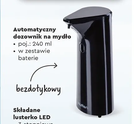 Automatyczny dozownik na mydło Hoffen promocja w Biedronka