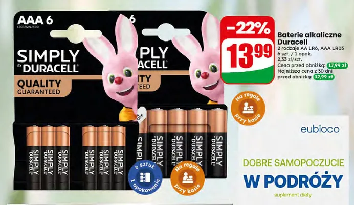 Baterie alkaliczne Duracell Simply AA LR6 promocja w Dino