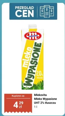 Mleko Wypasione UHT 2% tłuszczu Mlekovita promocja w Biedronka