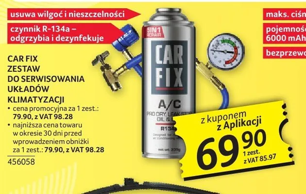 Zestaw do serwisowania układów klimatyzacji CAR FIX promocja w Selgros