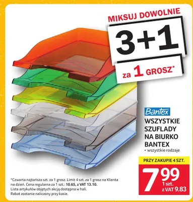 Szuflady na biurko Bantex promocja w Selgros