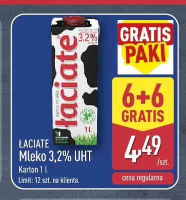 Mleko UHT Łaciate 3,2% promocja w Aldi