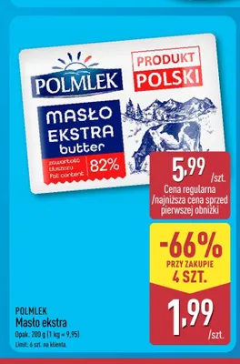 Masło ekstra Polmlek promocja w Aldi