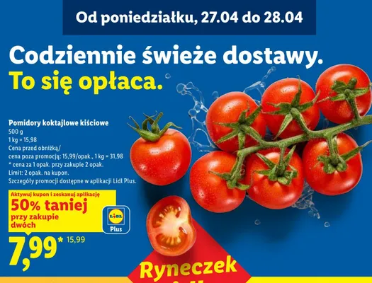 Pomidory koktajlowe kiściowe promocja w Lidl