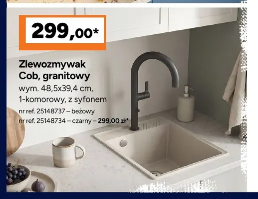 Zlewozmywak Cob granitowy Kuchinox promocja w Bricoman