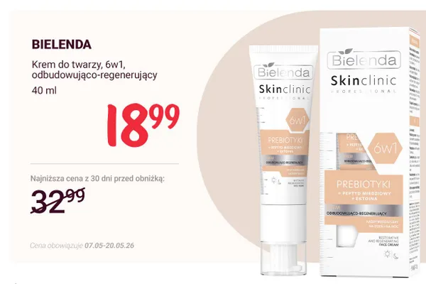 Krem do twarzy 6w1 odbudowująco-regenerujący Bielenda promocja w Rossmann