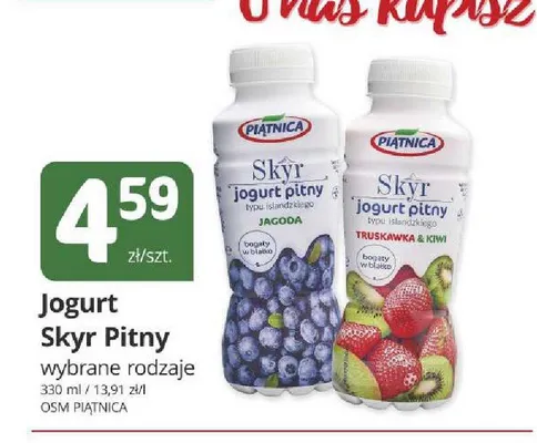 Jogurt pitny Piątnica Skyr jagoda promocja w Marketvita