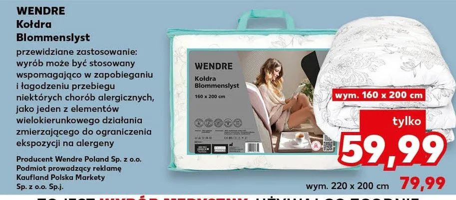 Kołdra Blommenslyst 160x200 cm promocja w Kaufland