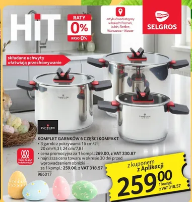 Komplet garnków 6 części Kompakt Zweger promocja w Selgros