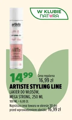 Lakier do włosów Mega Strong Artiste Styling Line promocja w Drogerie Natura