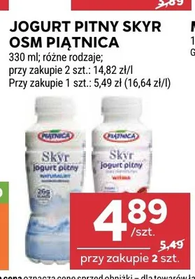 Jogurt pitny Skyr OSM Piątnica truskawkowy promocja w Stokrotka