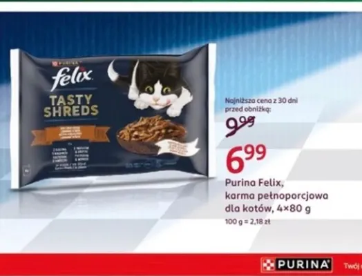 Karma pełnoporcjowa dla kotów Purina Felix Tasty Shreds promocja w Rossmann