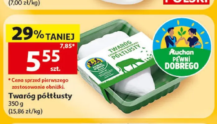 Twaróg półtłusty Auchan Pewni Dobrego promocja w Auchan