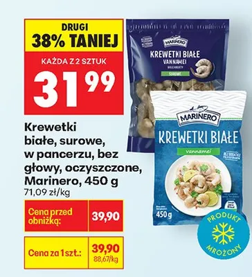 Krewetki białe, surowe, w pancerzu, bez głowy, oczyszczone, Marinero promocja w Biedronka