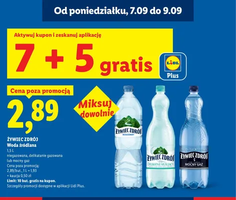Woda źródlana gazowana delikatnie Żywiec Zdrój promocja w Lidl