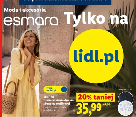 Tunika-sukienka damska z bawełny muślinowej Esmara promocja w Lidl