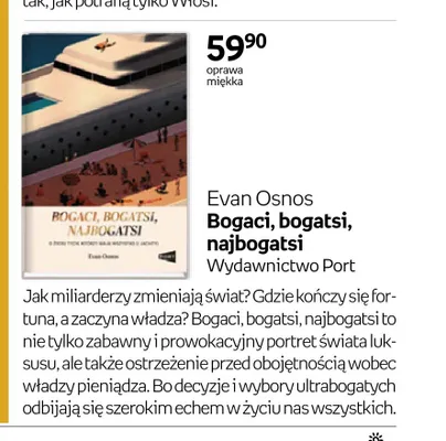 Książka Bogaci, bogatsi, najbogatsi Evan Osnos oprawa miękka promocja w Empik