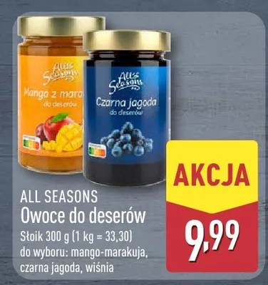 Owoce do deserów czarna jagoda All Seasons promocja w Aldi