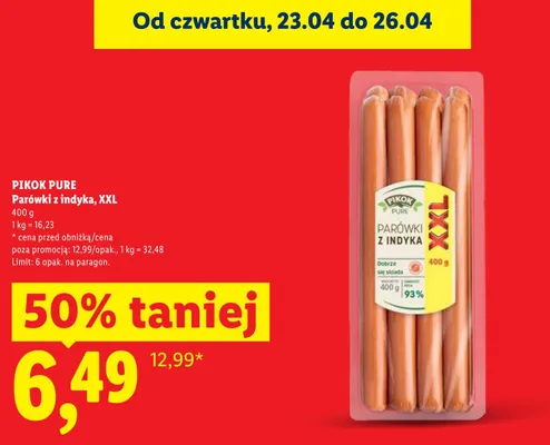 Parówki z indyka XXL promocja w Lidl