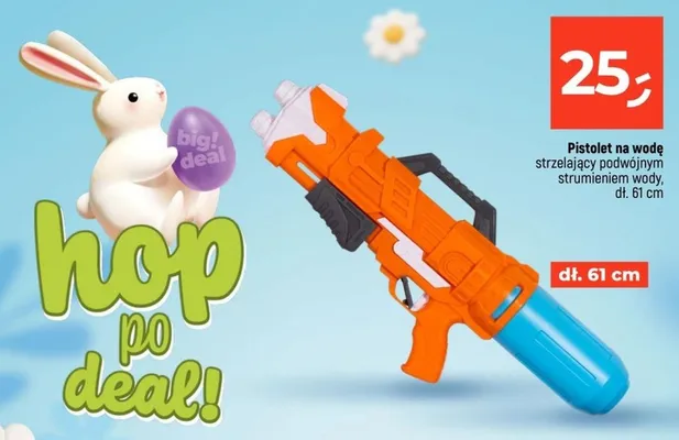 Pistolet na wodę strzelający podwójnym strumieniem wody dł. 61cm promocja w Dealz