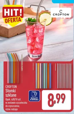 Słomki szklane Crofton 6 sztuk promocja w Aldi