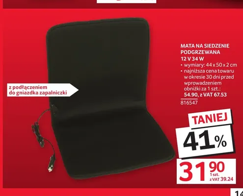 Mata na siedzenie podgrzewana promocja w Selgros