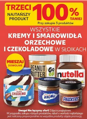 Kremy i smarowidła orzechowe i czekoladowe w słoikach różne rodzaje promocja w Kaufland