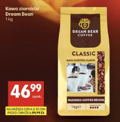Kawa ziarnista Dream Bean promocja w Delikatesy Centrum