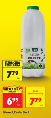 Mleko 3,9% Go Bio promocja w Biedronka