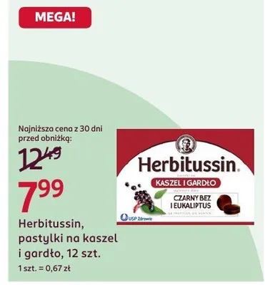 Pastylki na kaszel i gardło czarny bez i eukaliptus promocja w Rossmann