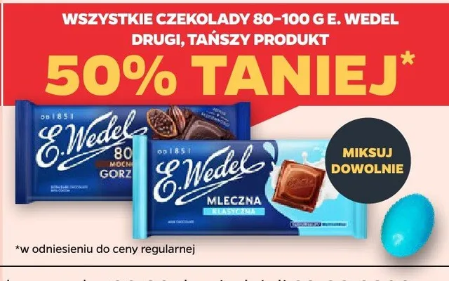 Wszystkie czekolady 80-100 g DRUGA -50% promocja w Netto
