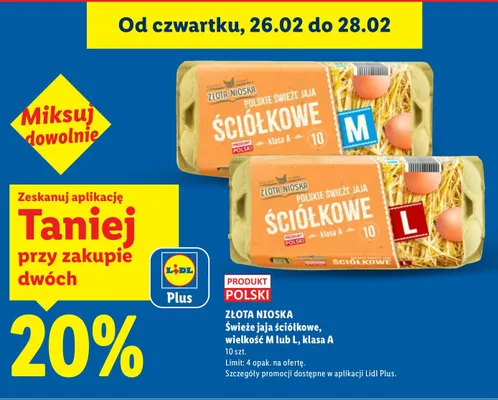 Świeże jaja ściółkowe, wielkość M lub L, klasa A promocja w Lidl