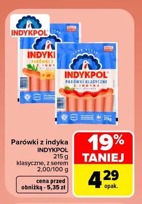 Parówki z indyka z serem Indykpol promocja w Carrefour Market