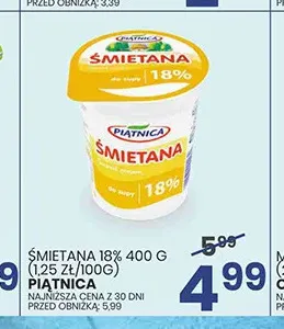 Śmietana Piątnica 18% promocja w Wafelek