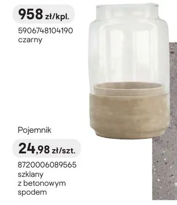 Pojemnik szklany z betonowym spodem promocja w Castorama