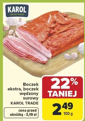 Boczek ekstra, boczek wędzony, surowy promocja w Carrefour