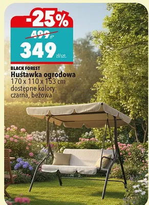 Huśtawka ogrodowa Black Forest czarna 170x110x153cm promocja w Biedronka
